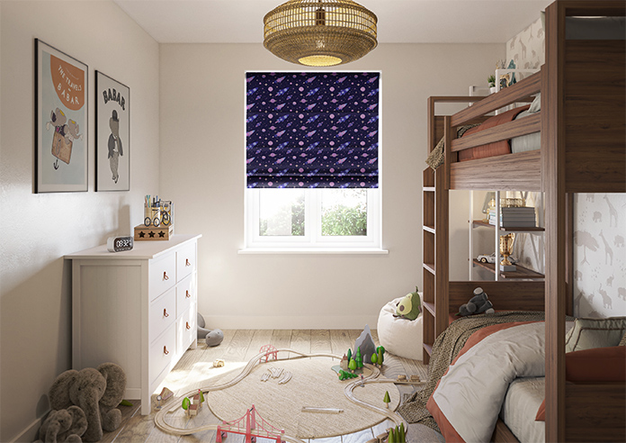 Rocket Adventure, Ultraviolet - Roman Blind - Image 8